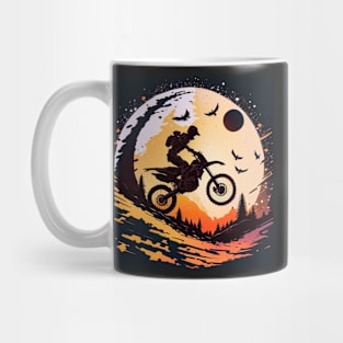 Dirt bike stunt w/moon orange Mug